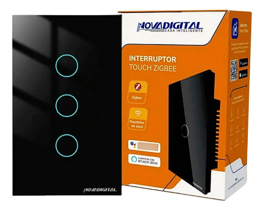 Interruptor Inteligente Zigbee Novadigital 2 Botões Preto: Review