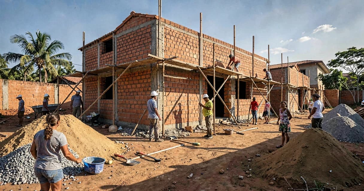 mutirão autoconstrução: Autoconstrução não é construção sem custo — é construção com mão de obra compartilhada