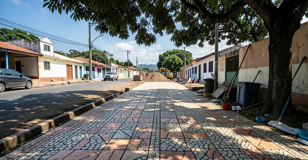 Pedra portuguesa mosaico calçada: execução, custo e 20 anos de durabilidade