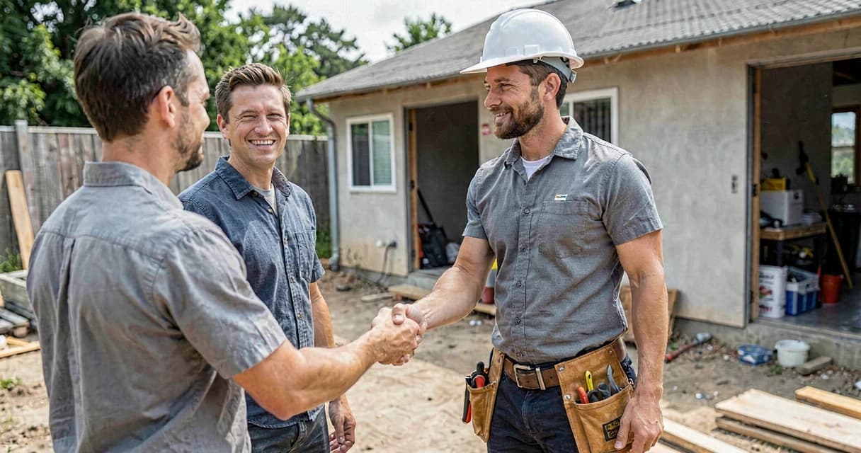 Empreendedor da construção civil em pequeno canteiro de obras